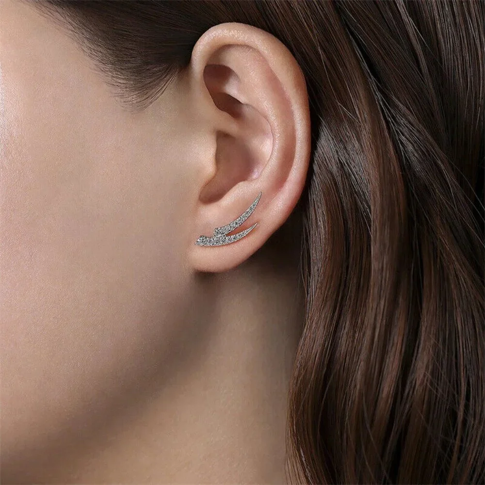 New 925 Sterling Silver White Sapphire Studs